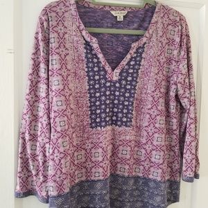 Lucky Brand Boho Patterned M Long-Sleeve Top